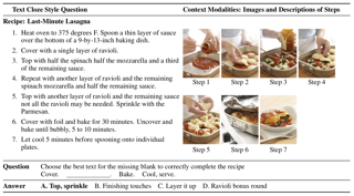 RecipeQA: A Challenge Dataset for Multimodal Comprehension of Cooking Recipes